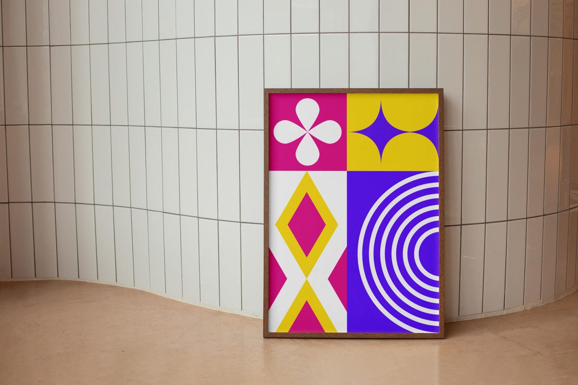 Vibrant Geometric Pattern Print Abstract Shapes Art Modern Wall Decor Bold Color Design Colorful Abstraction Modern Wall Decor - Image 3