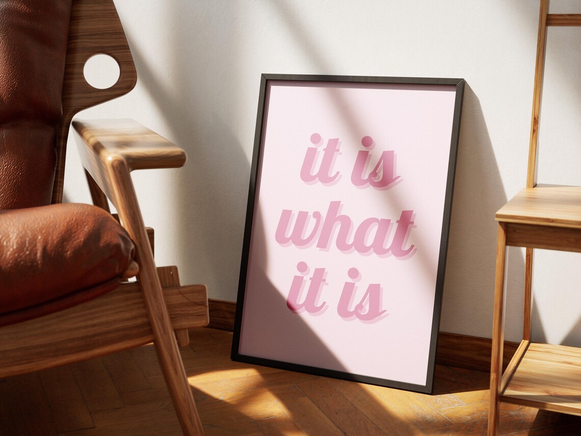 It Is What It Is Art Pink Typography Simple Quote Minimalist Wall Decor Pink Quote Poster Modern Design Minimalist Wall Art - Image 3