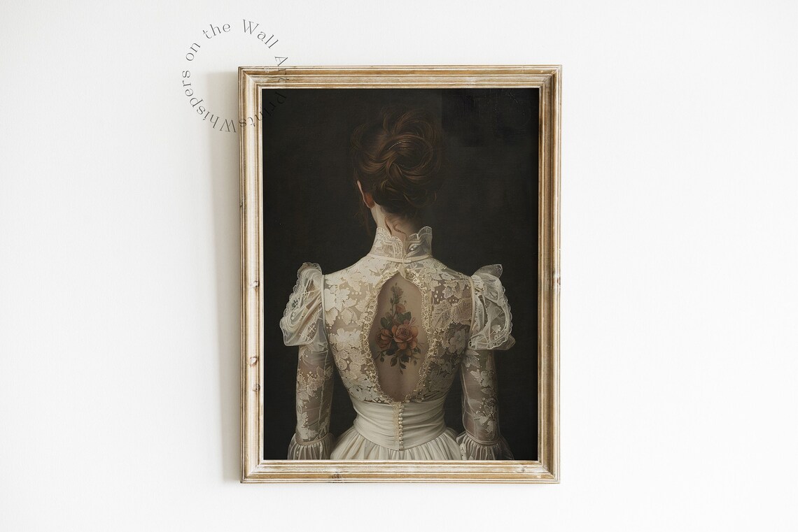 Woman Portrait Painting, Dark Academia Victorian Art - Image 3