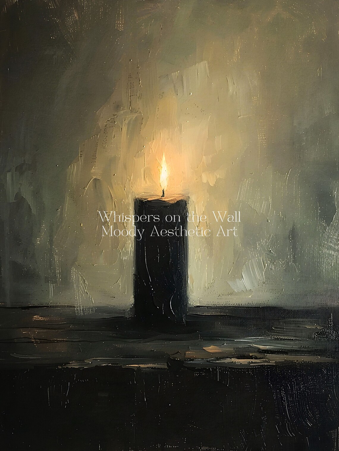 Black Candle Burning In The Dark Moody Minimalist Gothic Painting Poster - Image 5