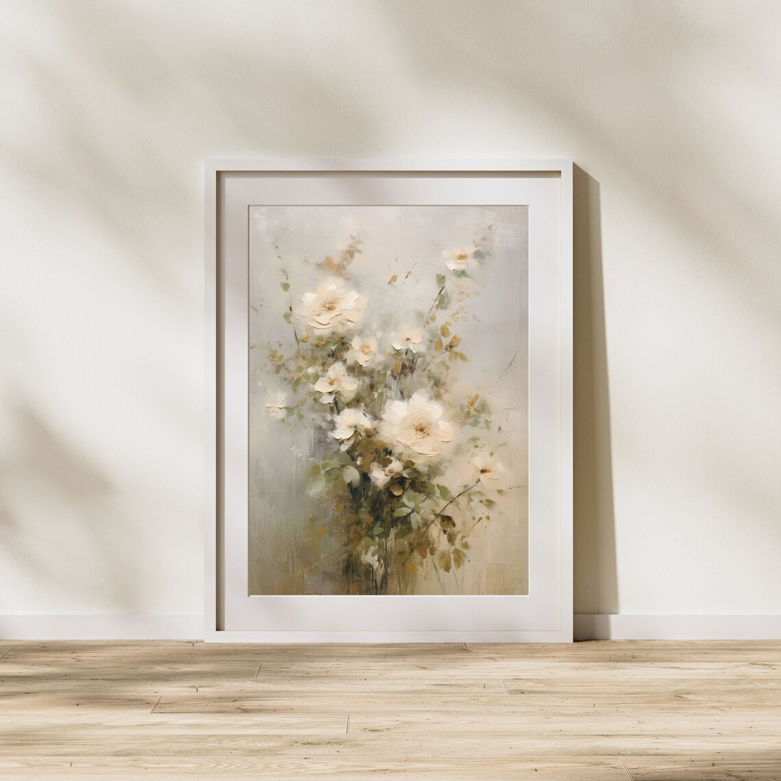 Soft Neutral Airy White Wildflowers French Country Floral Poster - Image 5