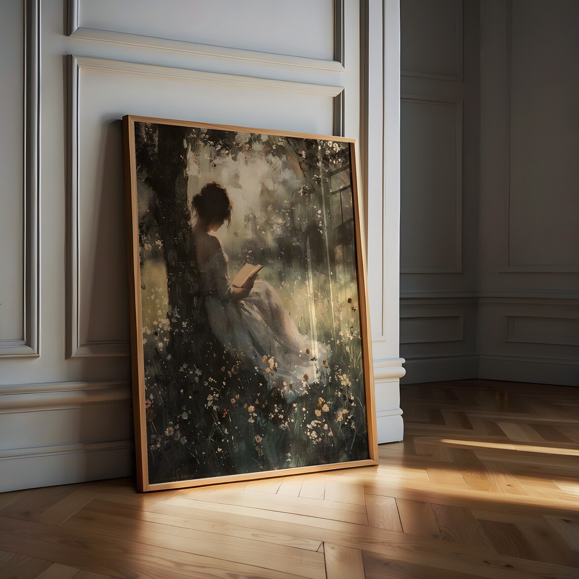 Reading In The Wildflowers Art Print, Moody Spring - Image 3