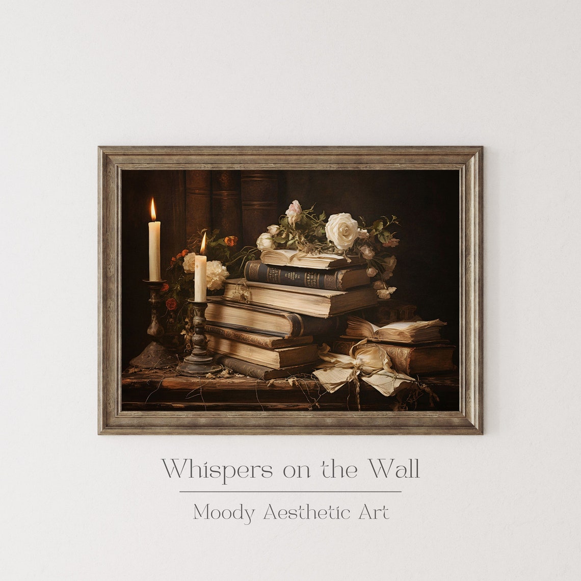 Book Lover Gift Open Book with Coffee Cup Moody Reading Wall Poster - Image 2