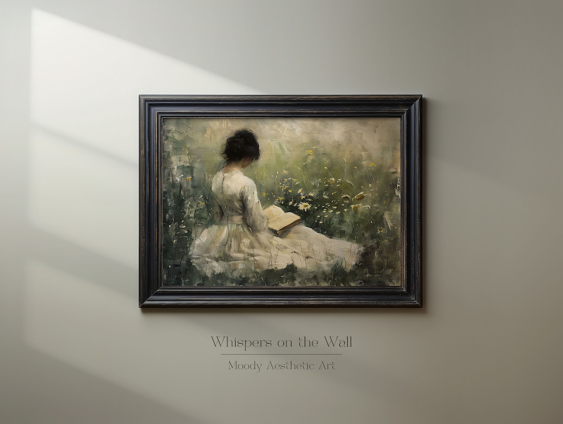Victorian Woman Reading Art Print, Light Academia - Image 3