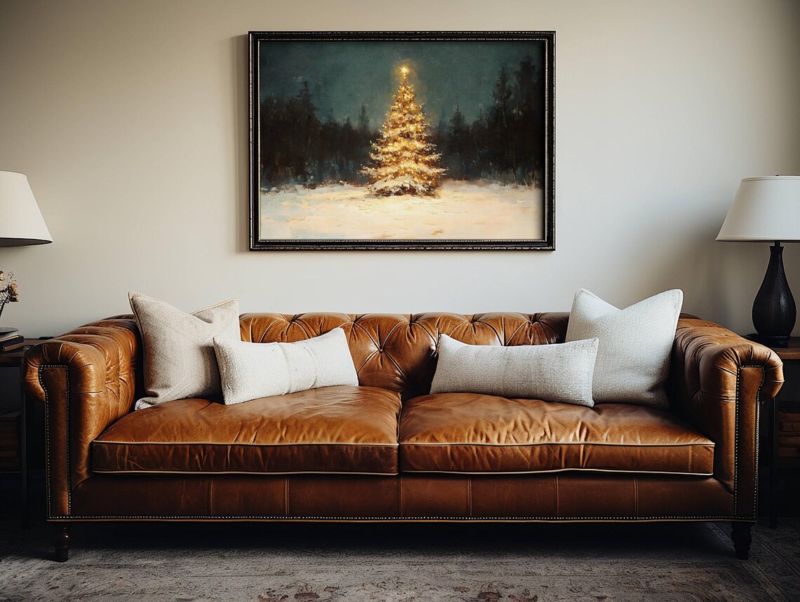 Vintage Christmas Tree Oil-Painting Style Art Print - Image 3