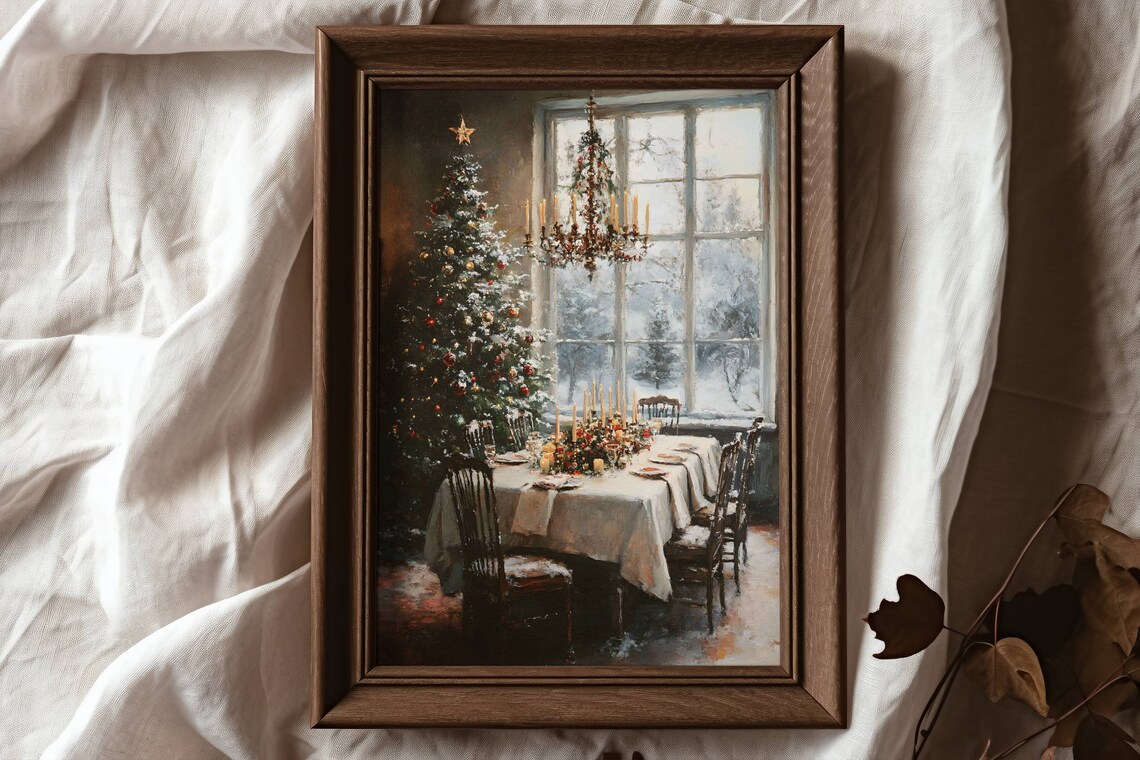 Christmas Dinner In 1991 Art Print, Vintage Holiday Decor - Image 3