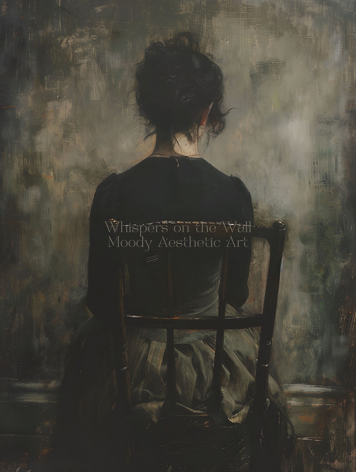 Moody Woman Portrait Painting, Dark Academia Art Print - Image 5