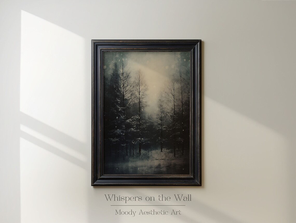 Moody Winter Forest Nightscape Art Print - Image 6