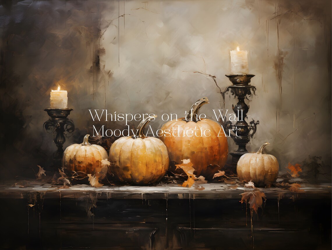 Vintage Fall Wall Art Print Gothic Pumpkin Art Dark Cottagecore Autumn Wall Decor Moody Art - Image 3