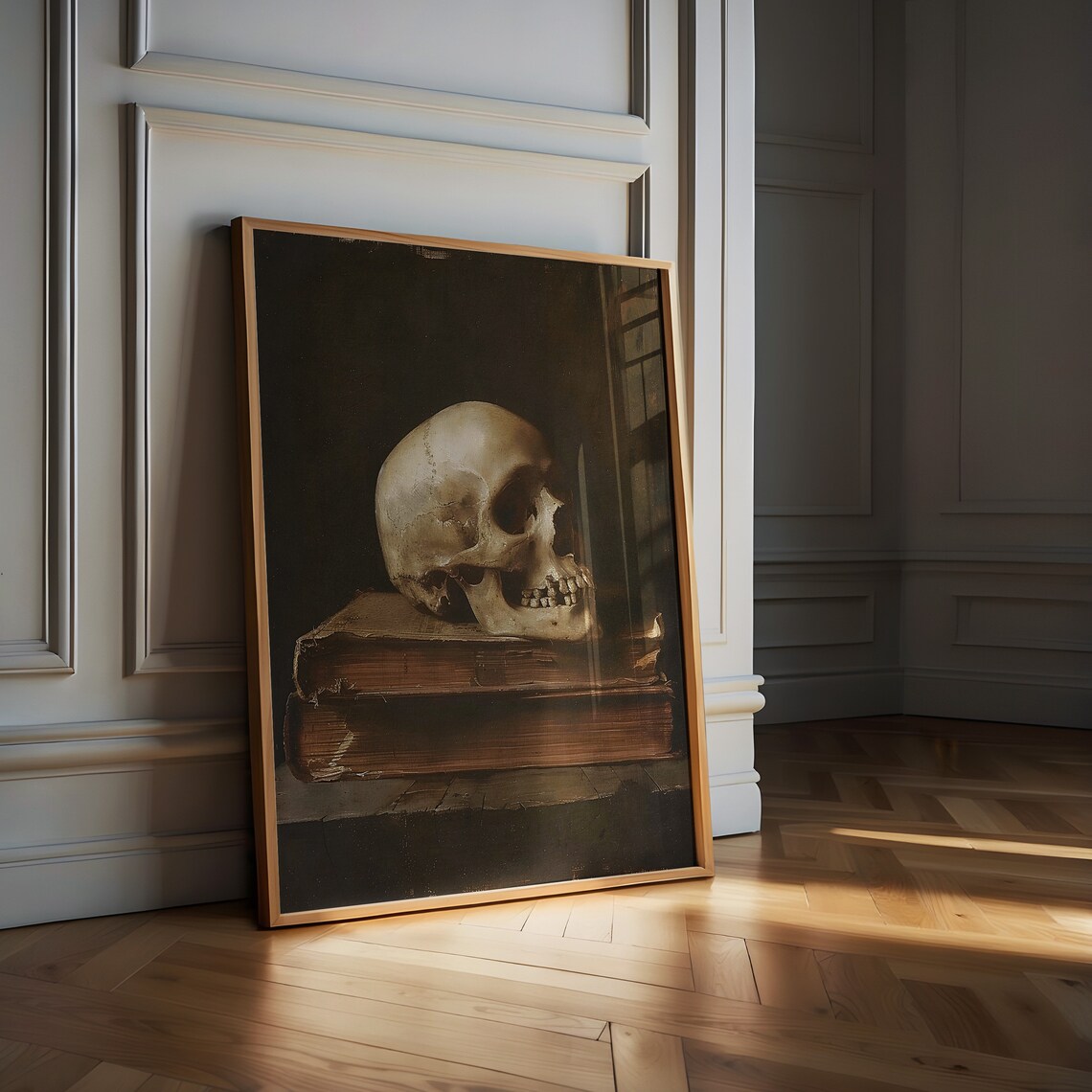 Memento Mori Skull On Old Books Dark Vanitas Still Life Painting Poster - Image 6