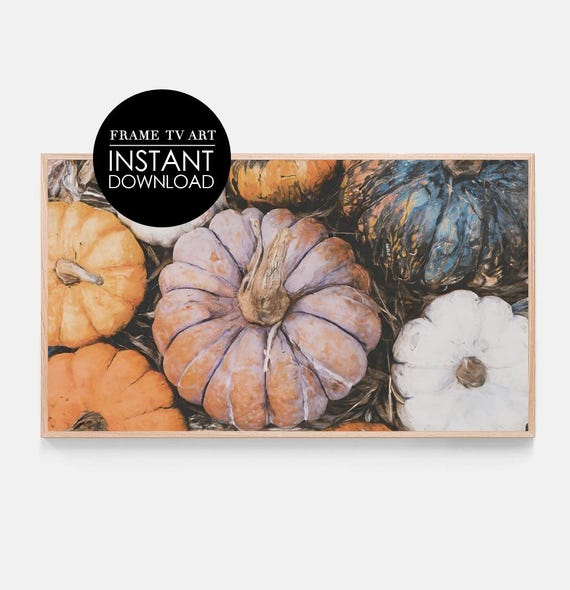 Samsung Frame Tv Art Pumpkin Vintage Painting Instant Fall Autumn Decor