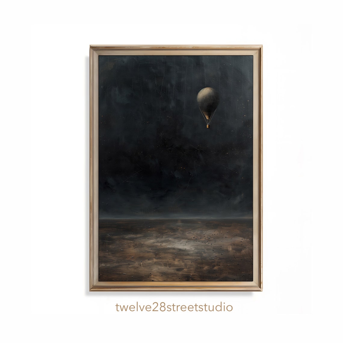 Dark Academia Hot Air Balloon Night Gothic Moody Sky Vintage Poster