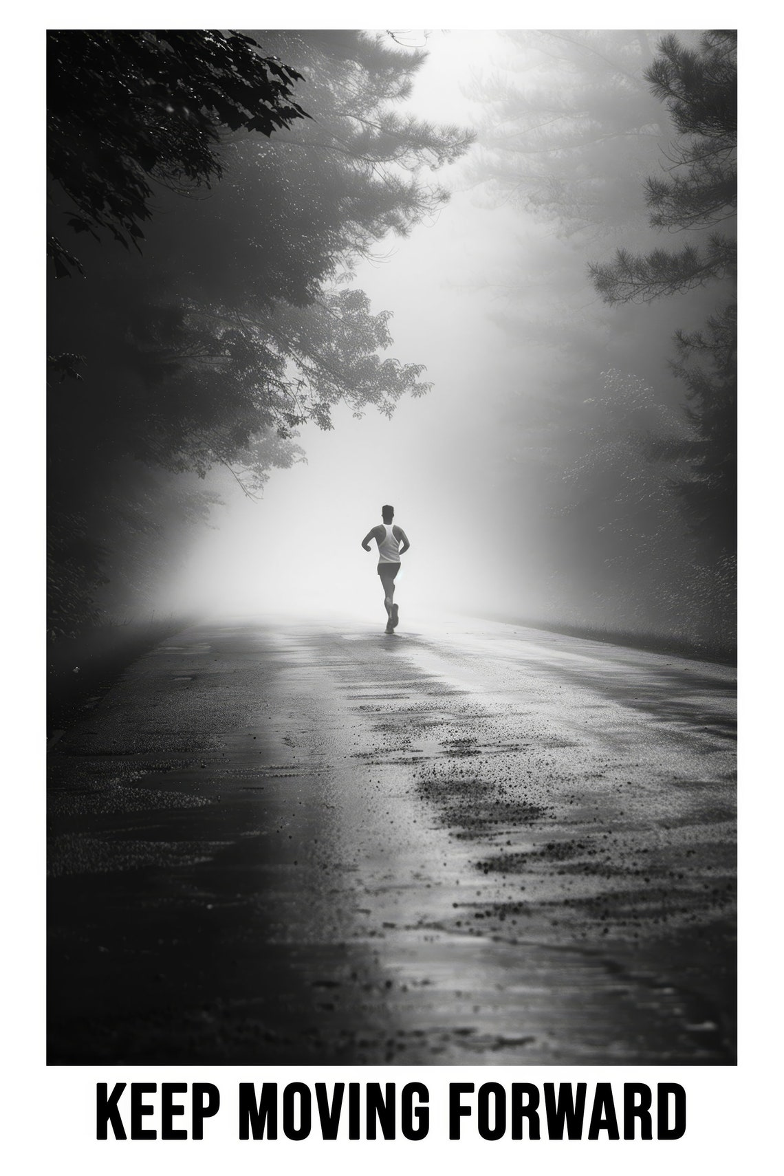 Black And White Photography Keep Moving Forward Inspirational Moving Image In Various Sizes From 4x6 10 X 15 Cm To 24x36 60 X 90 Cm - Image 2
