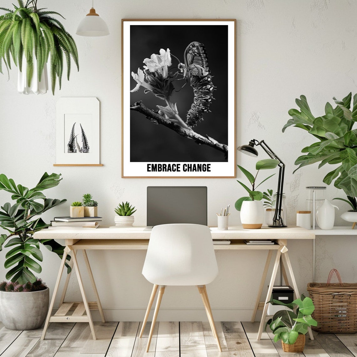 Butterfly Emerging From Chrysalis On Flower Embrace Change Poster