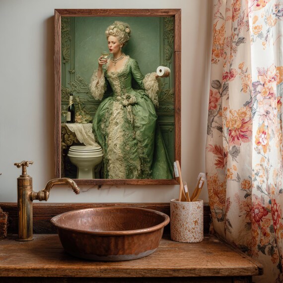 Funny Marie Antoinette Royal Bathroom Baroque Portrait Parody Poster