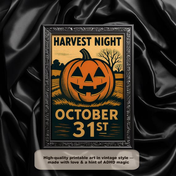 Vintage Halloween Jack O Lantern Poster Retro Harvest Night Print