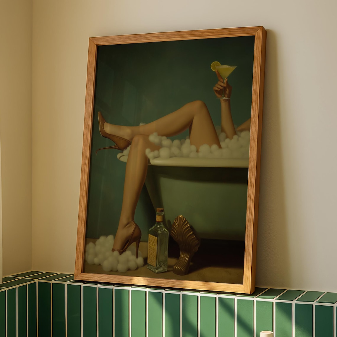 Vintage Western Martini Bath Heels Cocktail Poster