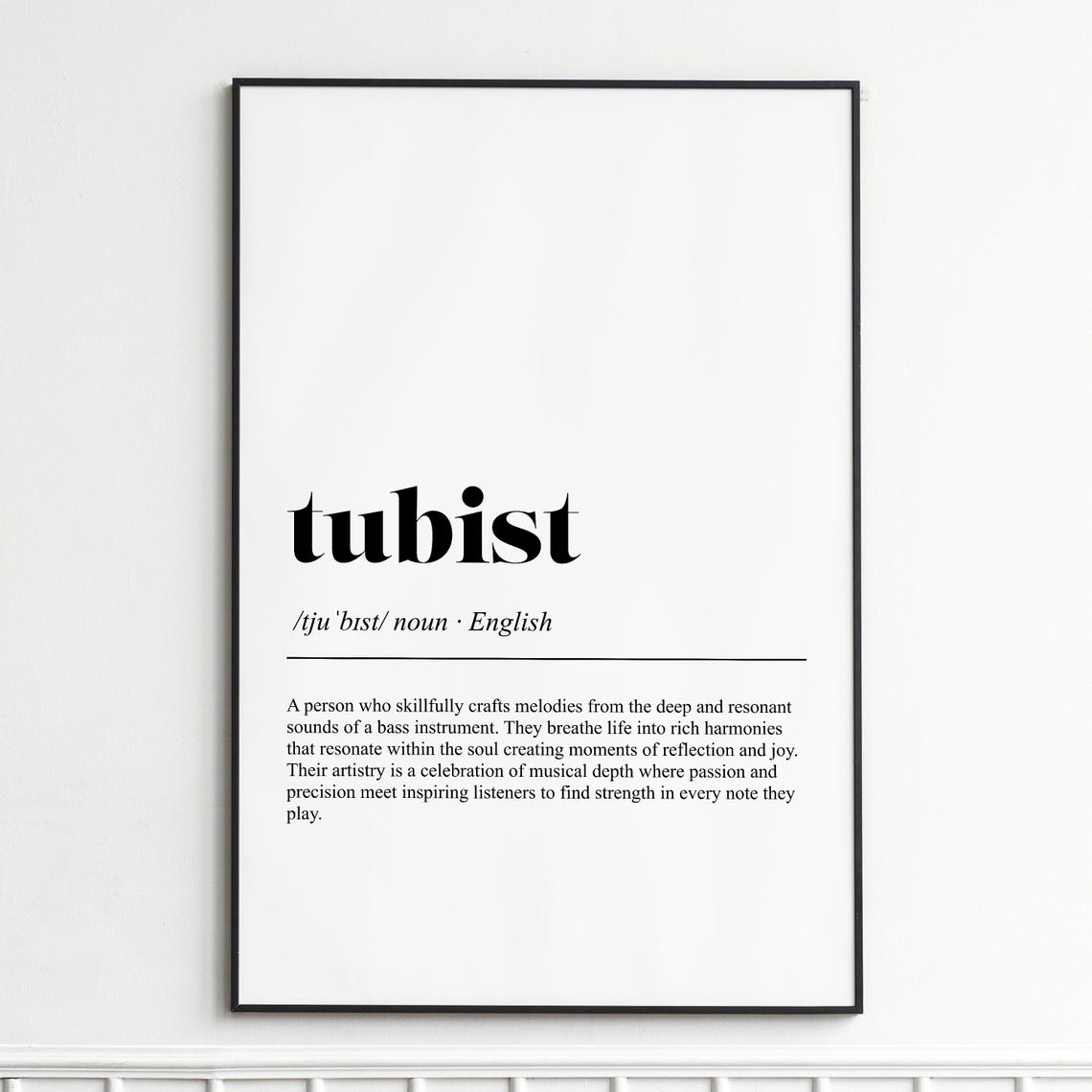 Tubist Musical Depth Dictionary Definition Typography Poster Art