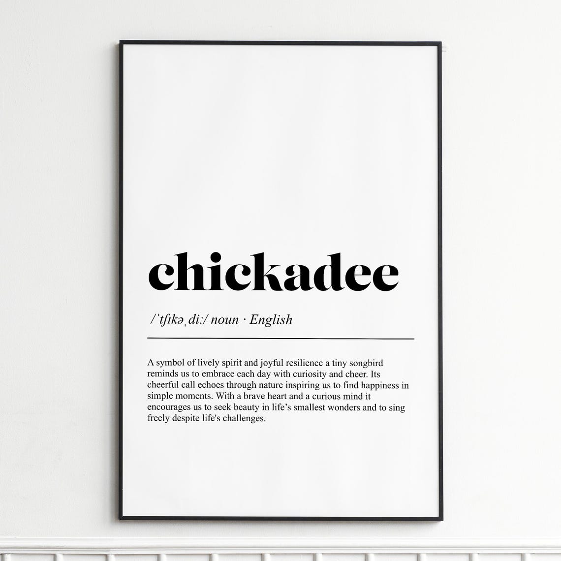 Chickadee Tiny Songbird Joy Dictionary Definition Typography Poster