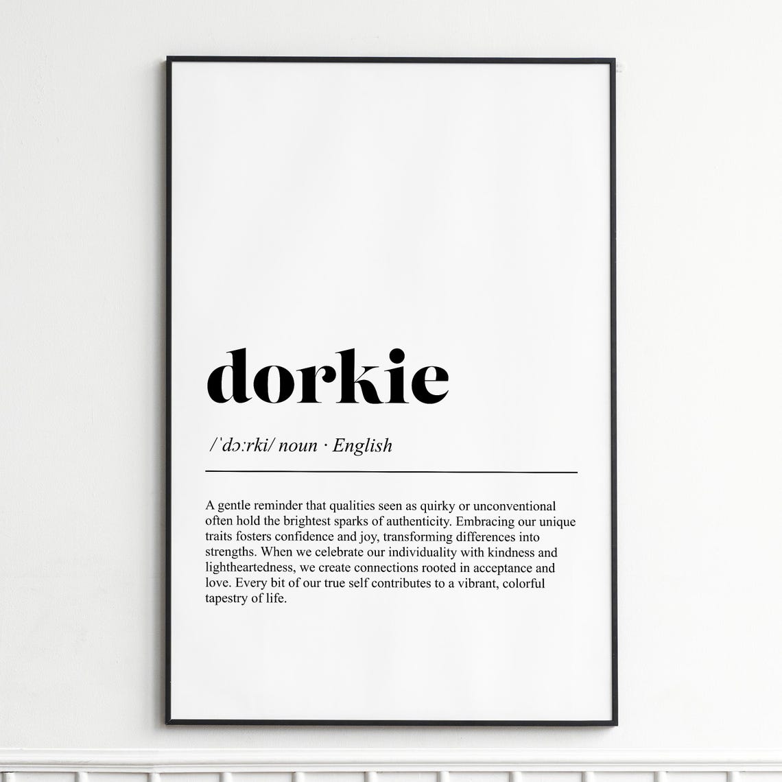 Dorkie Definition Poster Dictionary Typography Minimalist Wall Decor