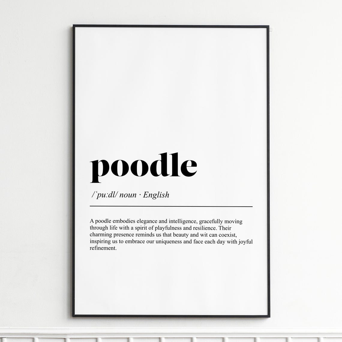 Poodle Elegant Dog Breed Definition Typography Wall Decor Poster