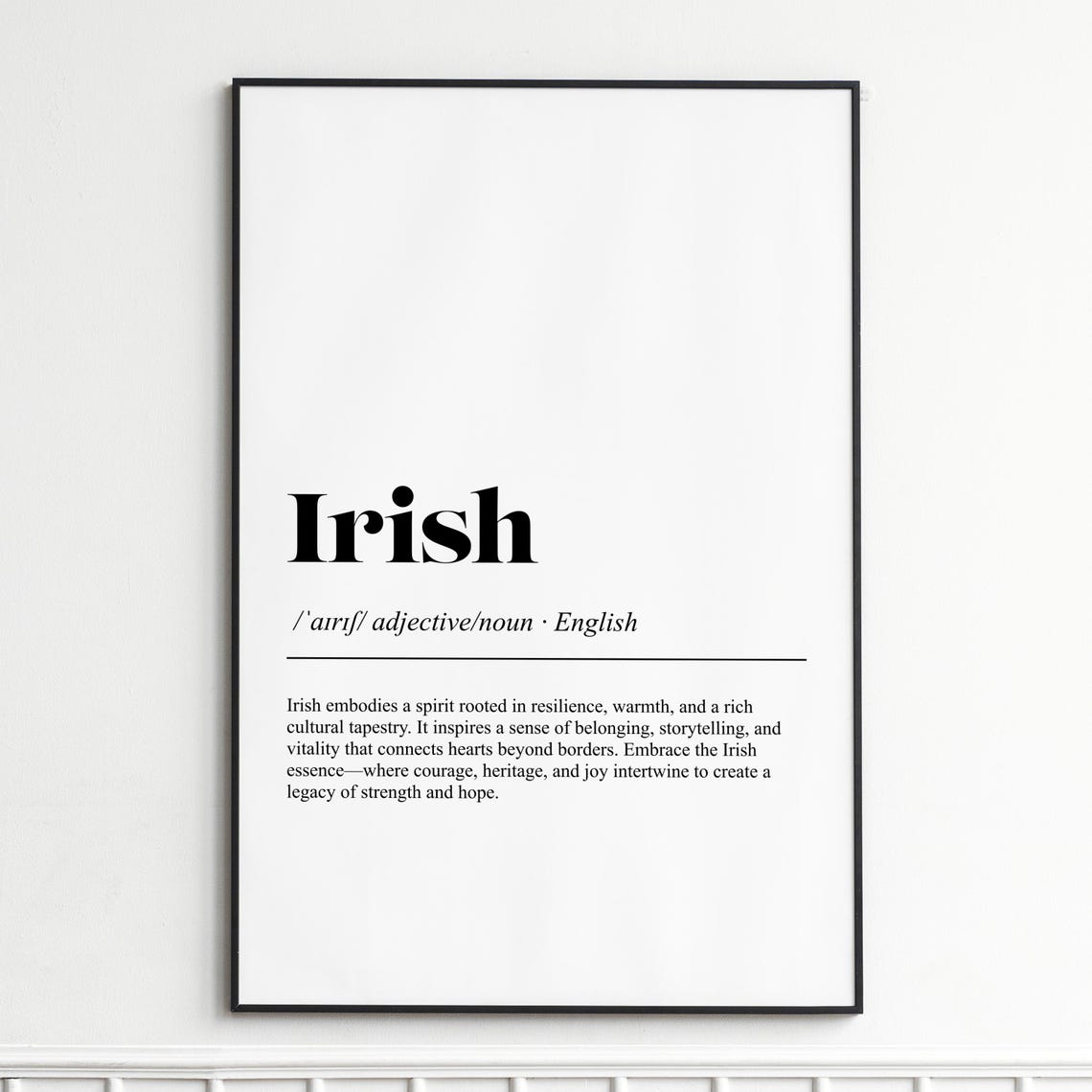 Irish Dictionary Definition Typography Heritage Culture Wall Poster