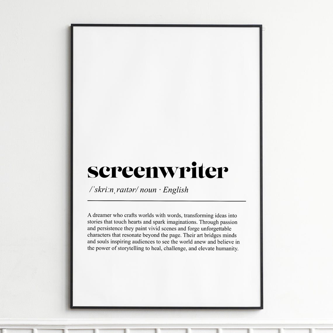 Screenwriter Inspirational Dictionary Definition Typography Poster