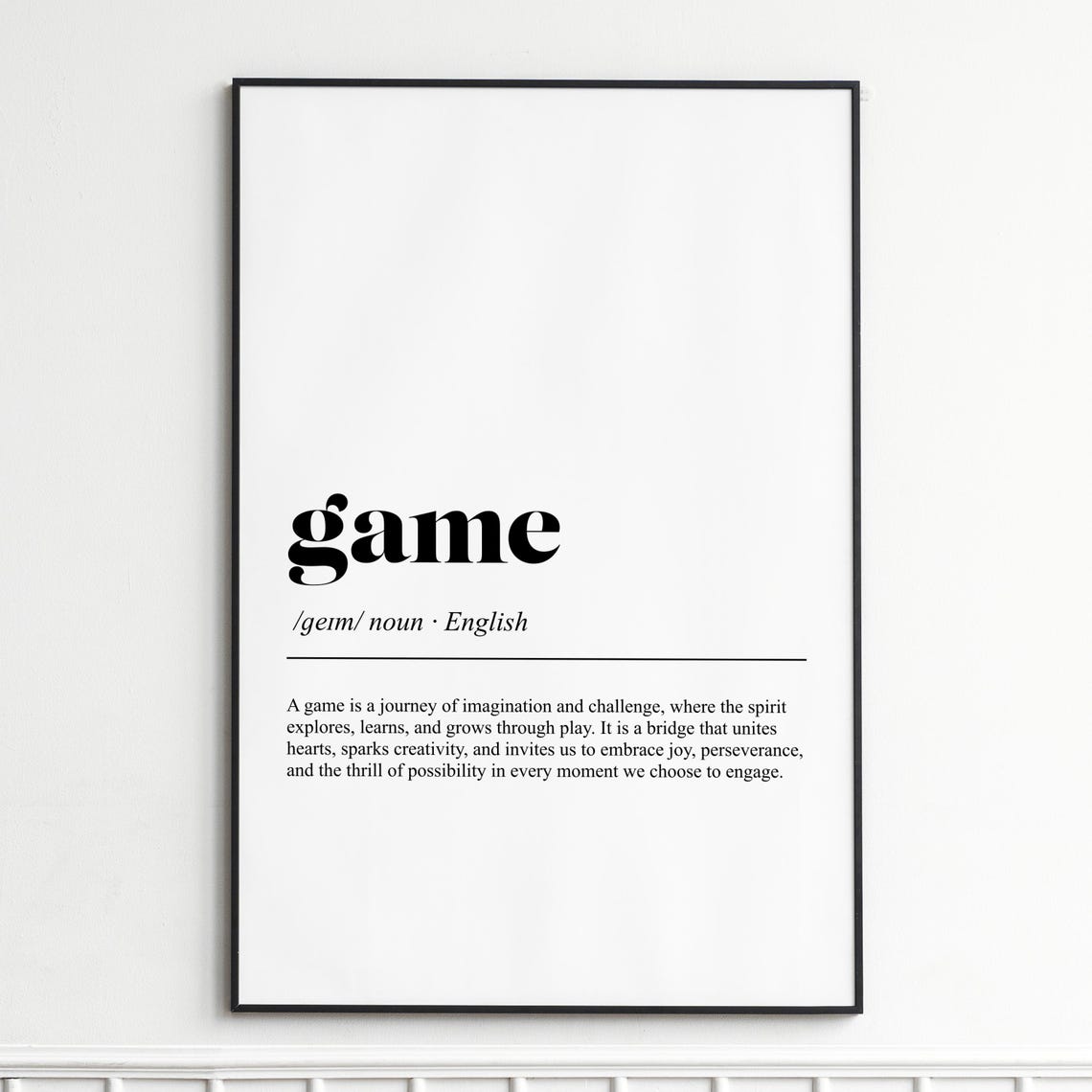 Game Definition Imagination Challenge Word Art Typography Poster