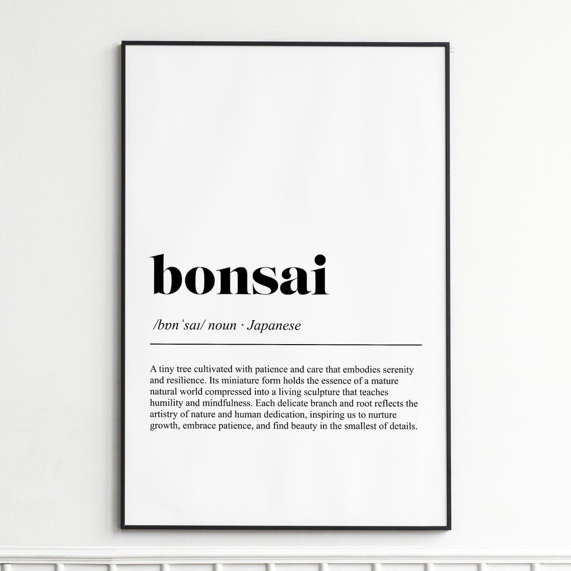 Bonsai Elegant Minimalist Dictionary Definition Typography Poster