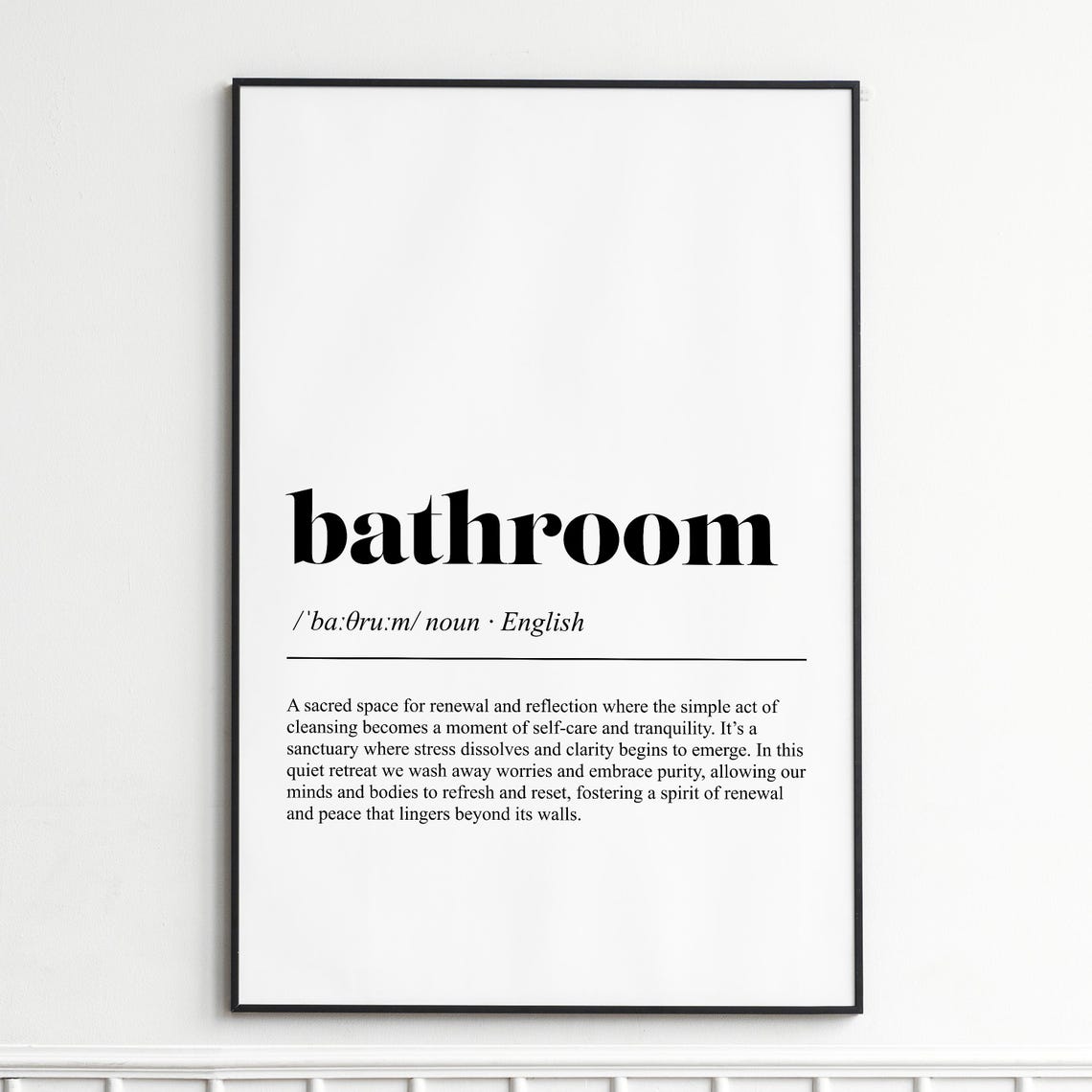 Bathroom Definition Poster Dictionary Typography Minimalist Wall Decor