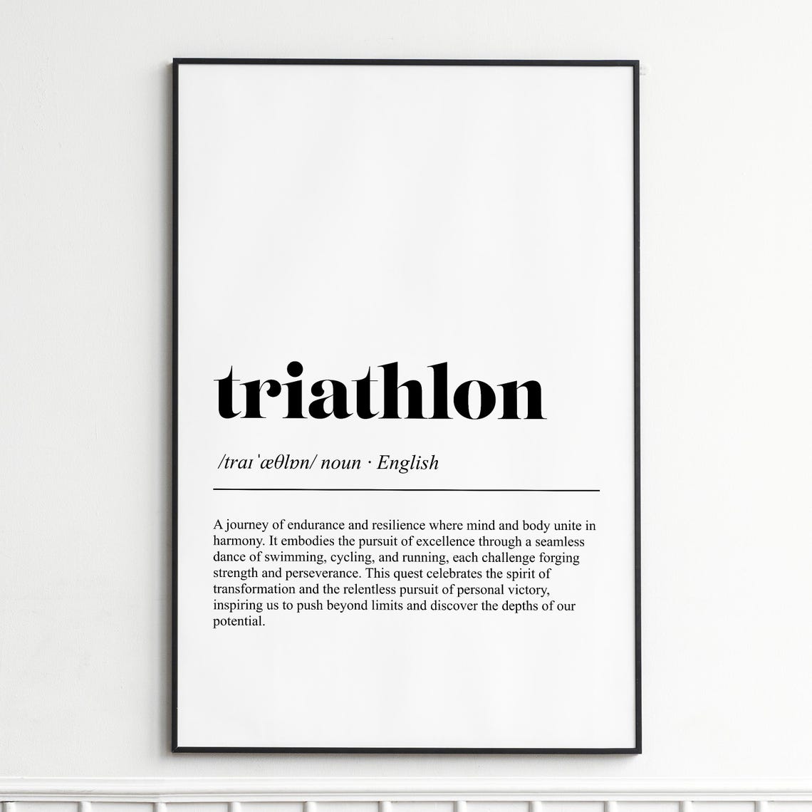 Triathlon Definition Print Inspirational Typography Wall Art Modern Home Decor Unframed Poster For Fitness Enthusiasts