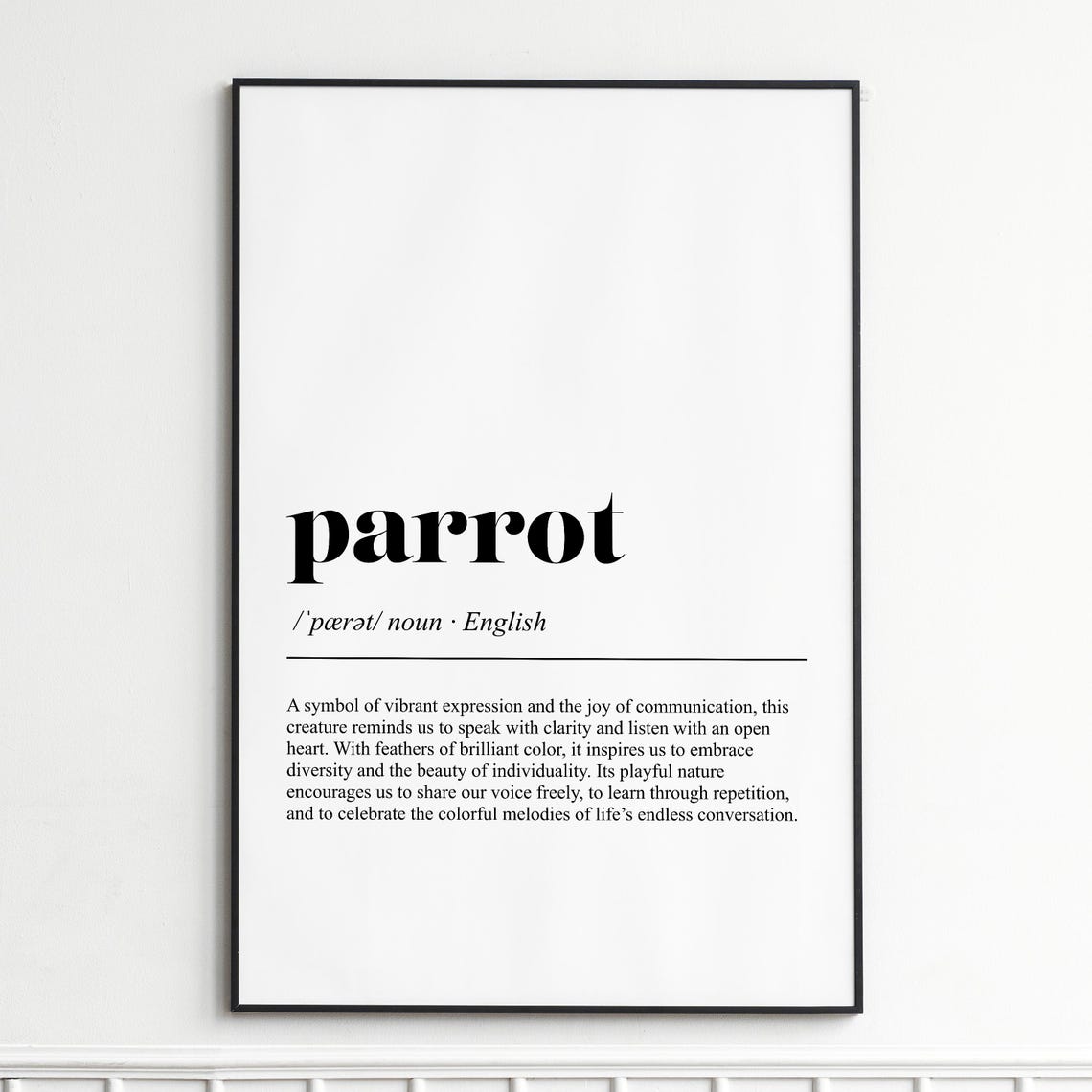 Parrot Elegant Minimalist Dictionary Definition Typography Poster