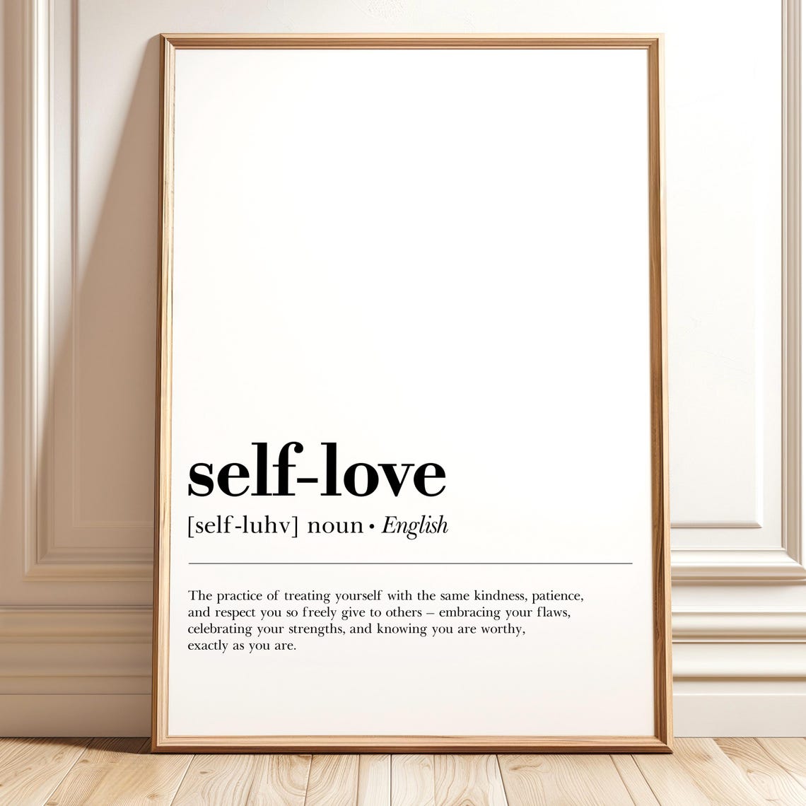 Self Love Definition Print Minimalist Quote Wall Art Modern Typography Poster Motivational Saying Home Decor
