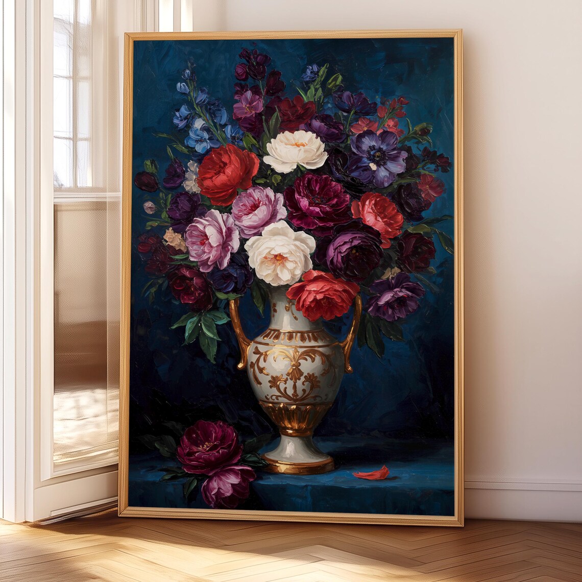 Dark Moody Peony Botanical Art Print, Whimsigoth