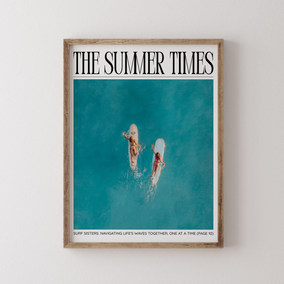 The Summer Times Surf Sisters Turquoise Aerial Ocean Surf Poster - Image 2