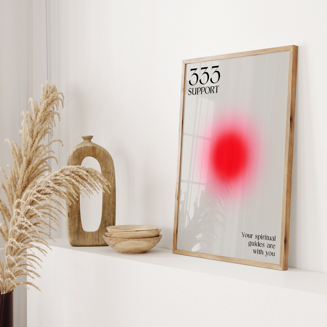 Angel Number 333 Support Radiant Red Aura Spiritual Art Poster - Image 2