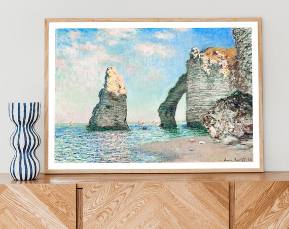 Claude Monet Sea Cliffs Beach Painting Monet Art Vintage Decor Monet Beach Print Wall Art Vintage Decor Poster Print Classic Art