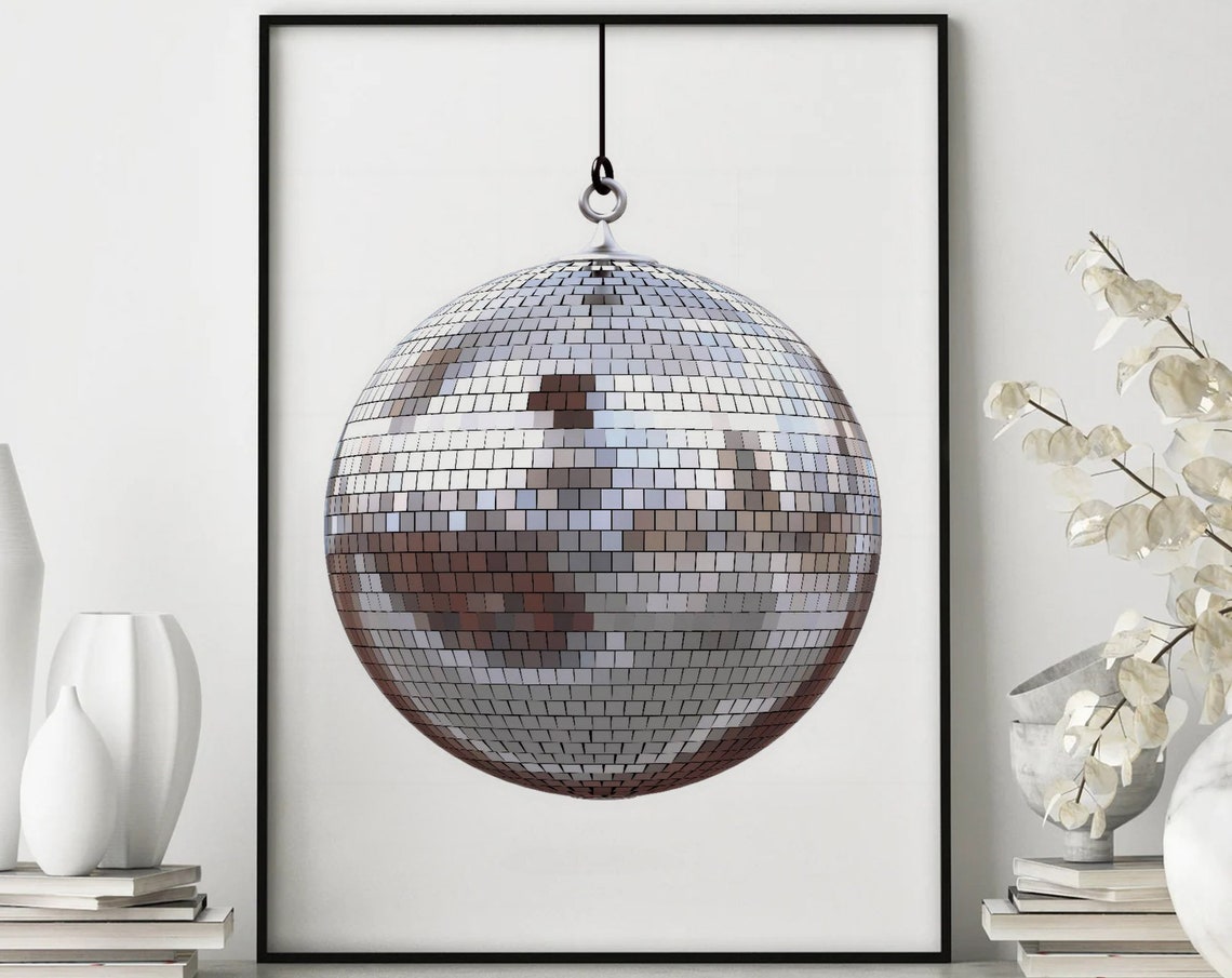 Sparkling Disco Ball Black And White Mirror Ball Photography Poster