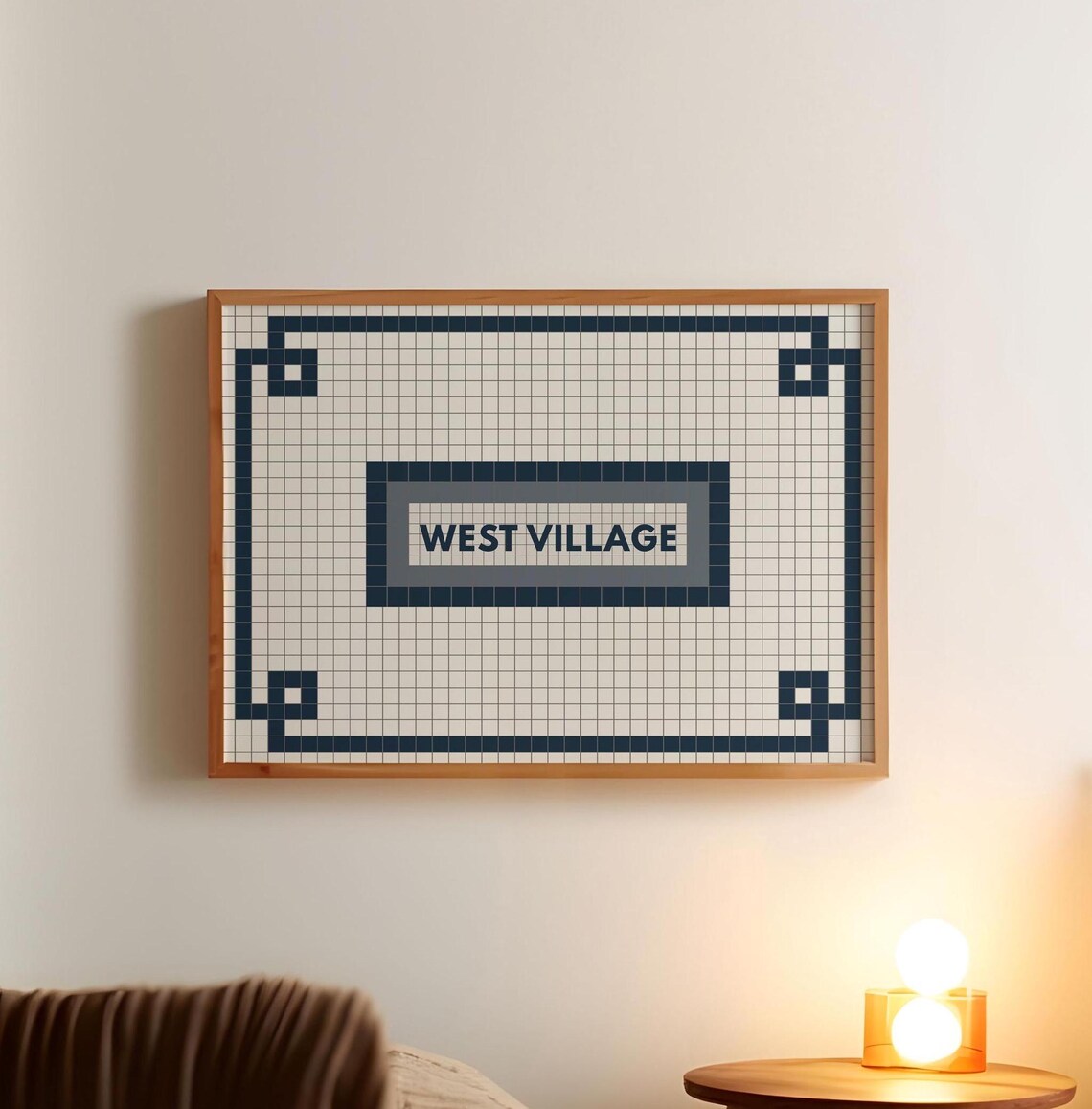 West Village New York City Vintage Subway Mosaic Tile Style Poster