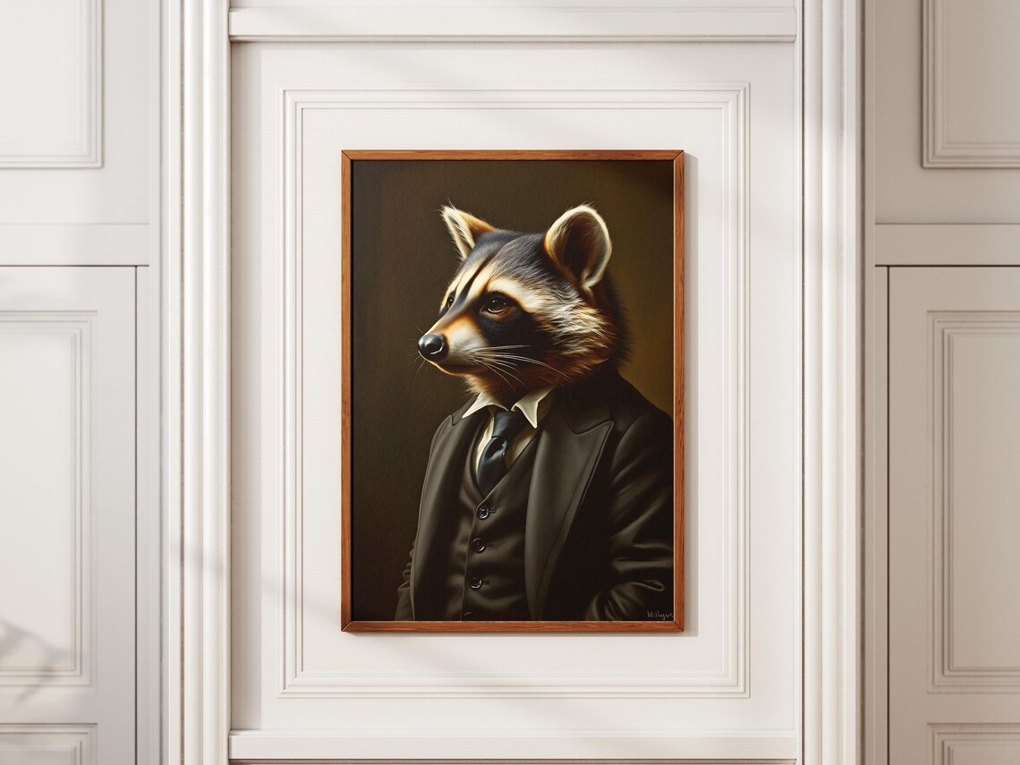 Victorian Raccoon Portrait Anthropomorphic Animal Art Print