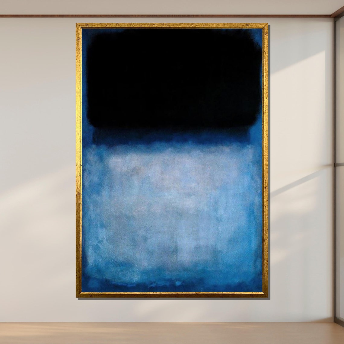 Midnight Blue Abstract Color Field Black Navy Modern Art Wall Poster - Image 2