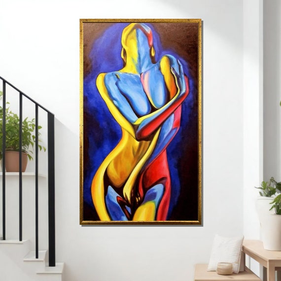 Sensual Abstract Nude Art Erotic Print Colorful Female Silhouette Bold Wall Art Ready To Hang