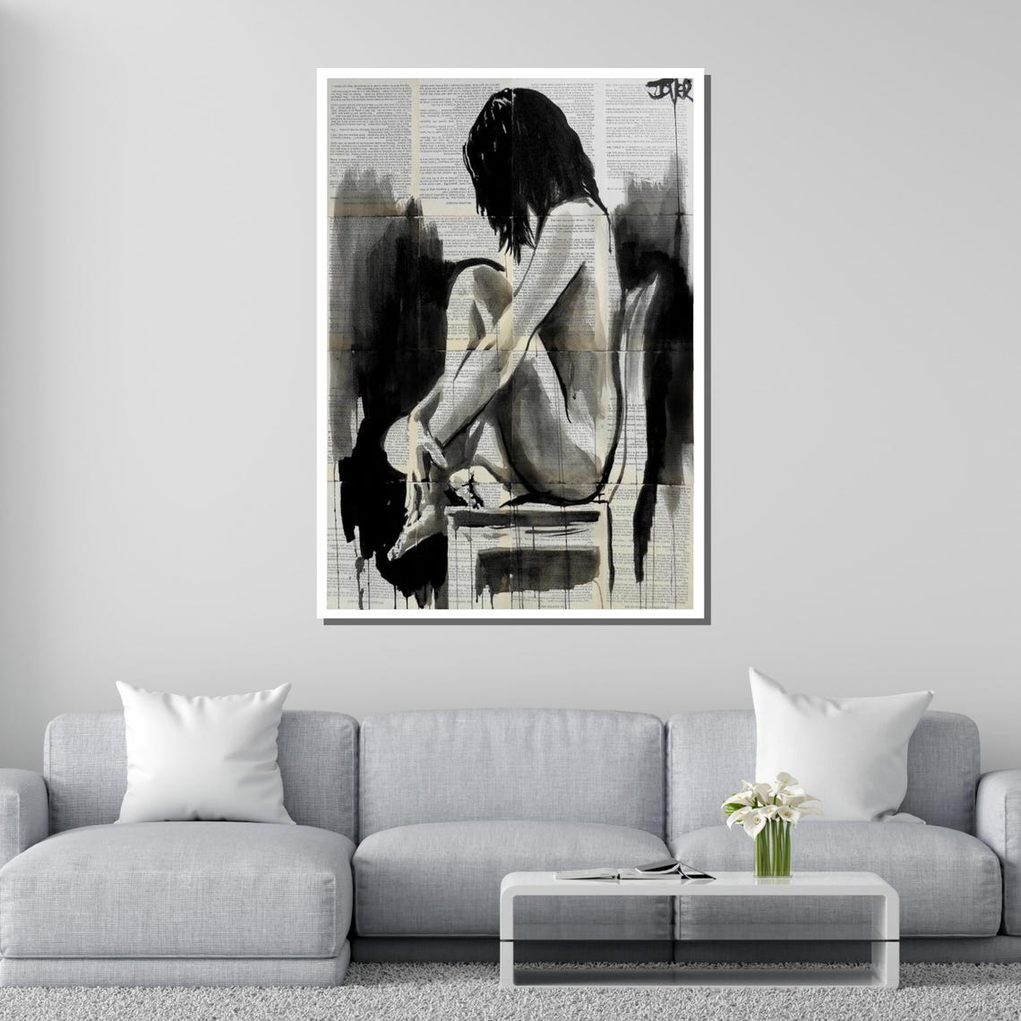 Monochrome Nude Art Print Abstract Ink Drawing Black And White Minimalist Artwork Artistic Nude Poster Contemporary Wall Art Ready To - Image 4