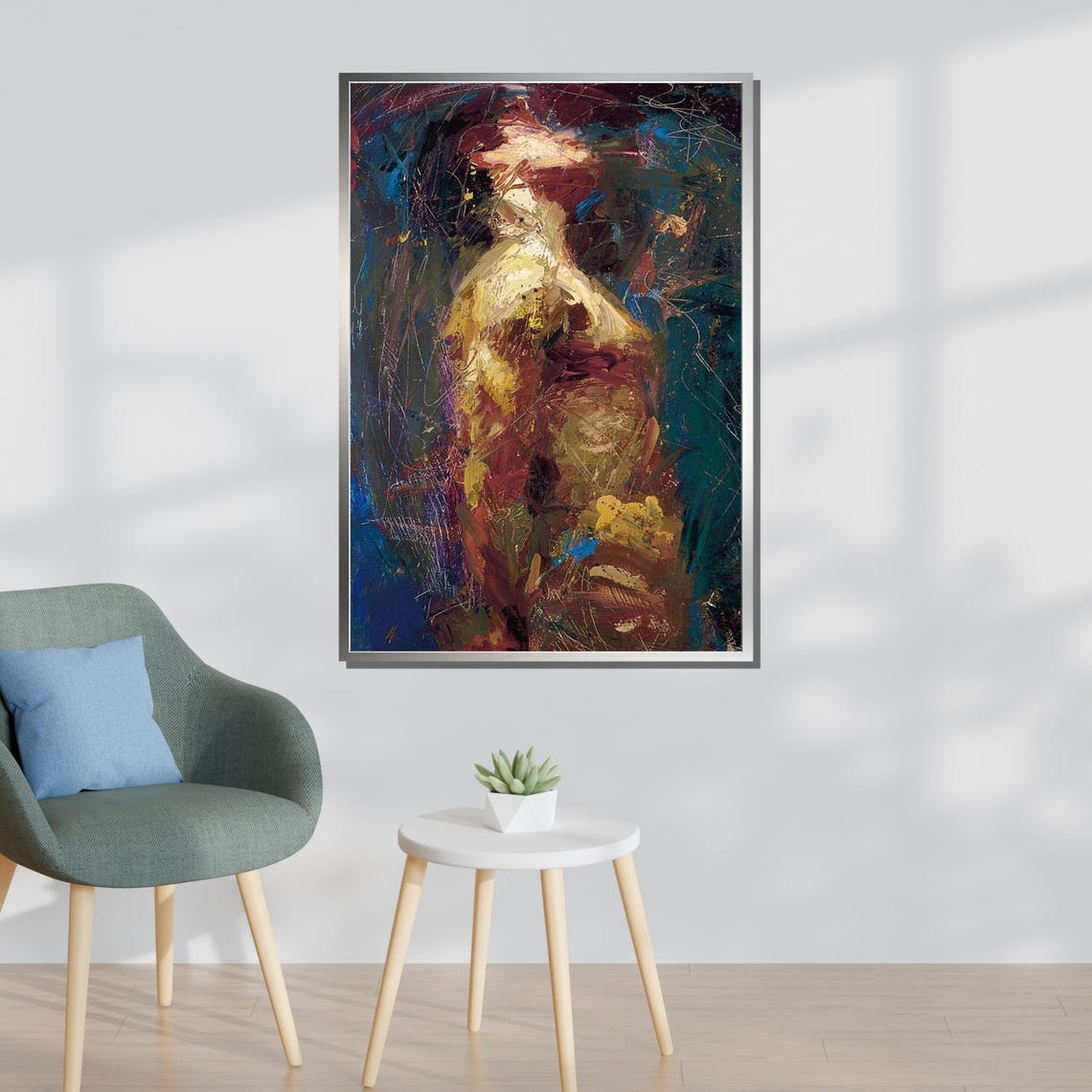 Abstract Nude Expressionism Vibrant Figurative Art Emotional Mixed Media Wall Art Design Ready To Hang - Image 3