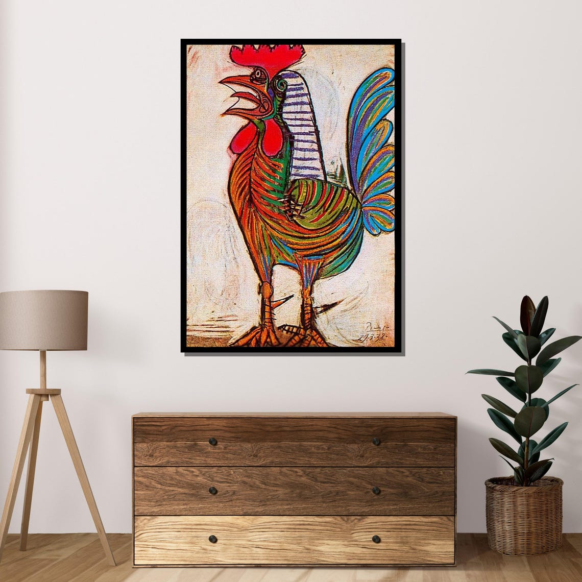 Pablo Picasso Colorful Rooster 1938 Cubist Modern Animal Art Print - Image 4