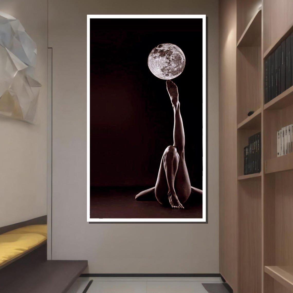 Moon Balance Artistic Nude Poster Surreal Wall Art Moon And Legs Print Ready To Hang Decoration - Image 2