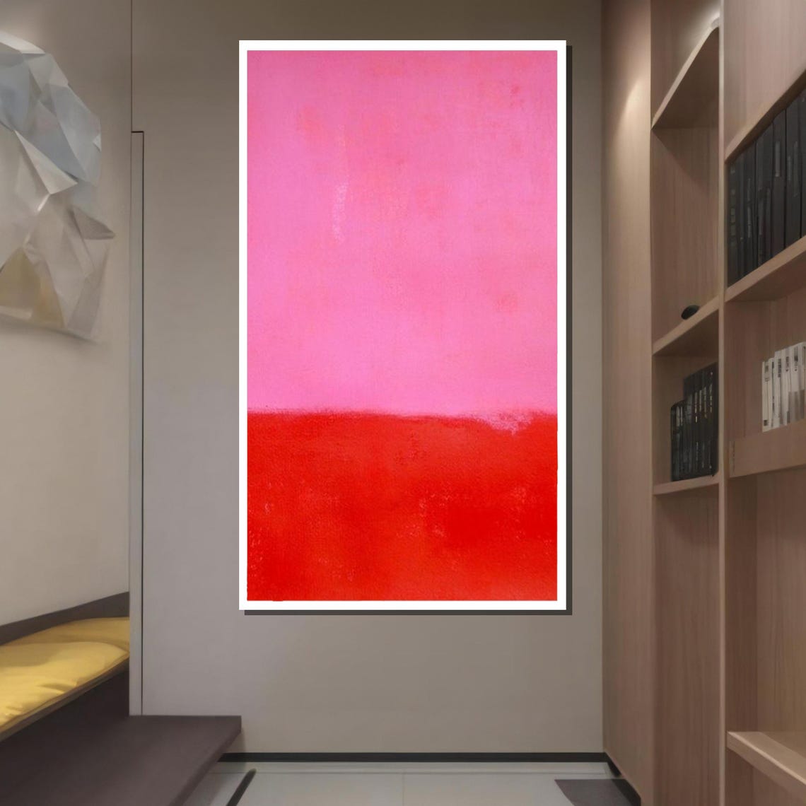 Pink And Red Color Field Soft Blush Bold Abstract Minimalist Poster - Image 2