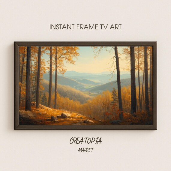 Samsung Frame Tv Art Autumn View From The Forest Edge Misty Mountain Landscape
