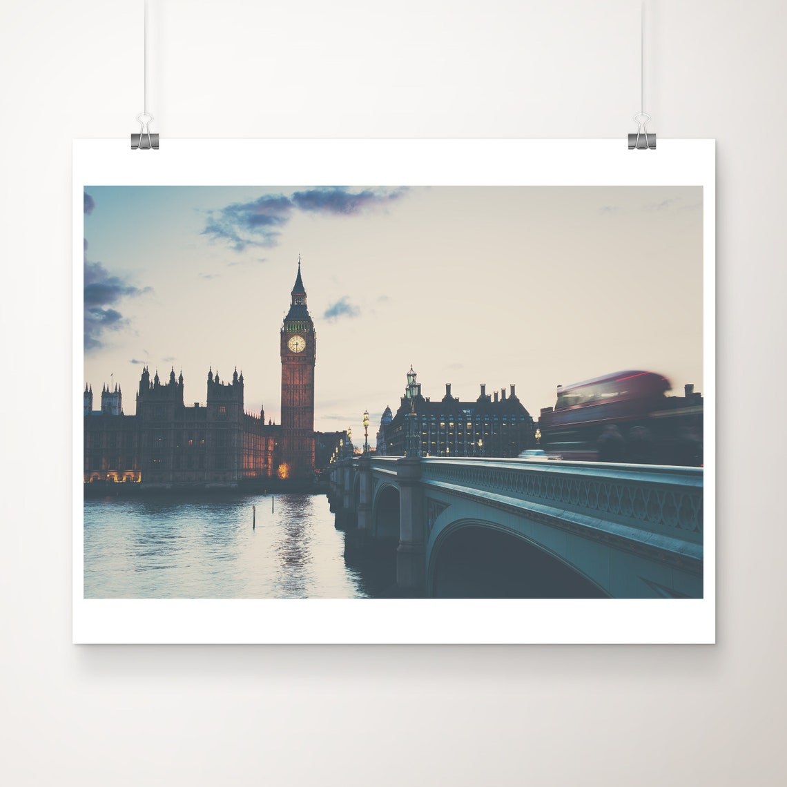 London Print Big Ben Photograph Westminster Decor Houses Of Parliament Travel Photography Red Bus
