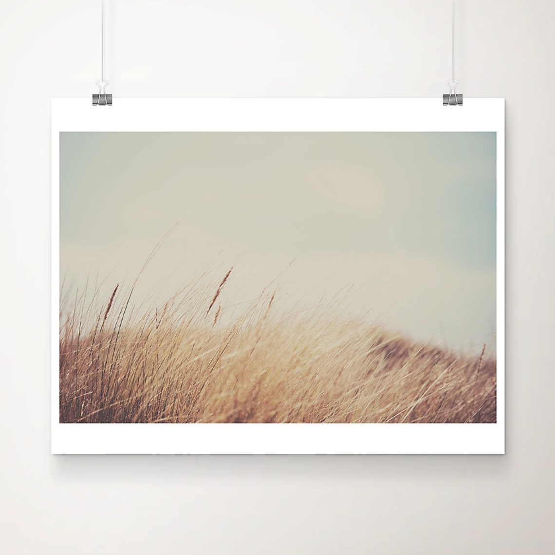 Golden Dune Grass Windswept Coastal Minimal Landscape Photo Poster